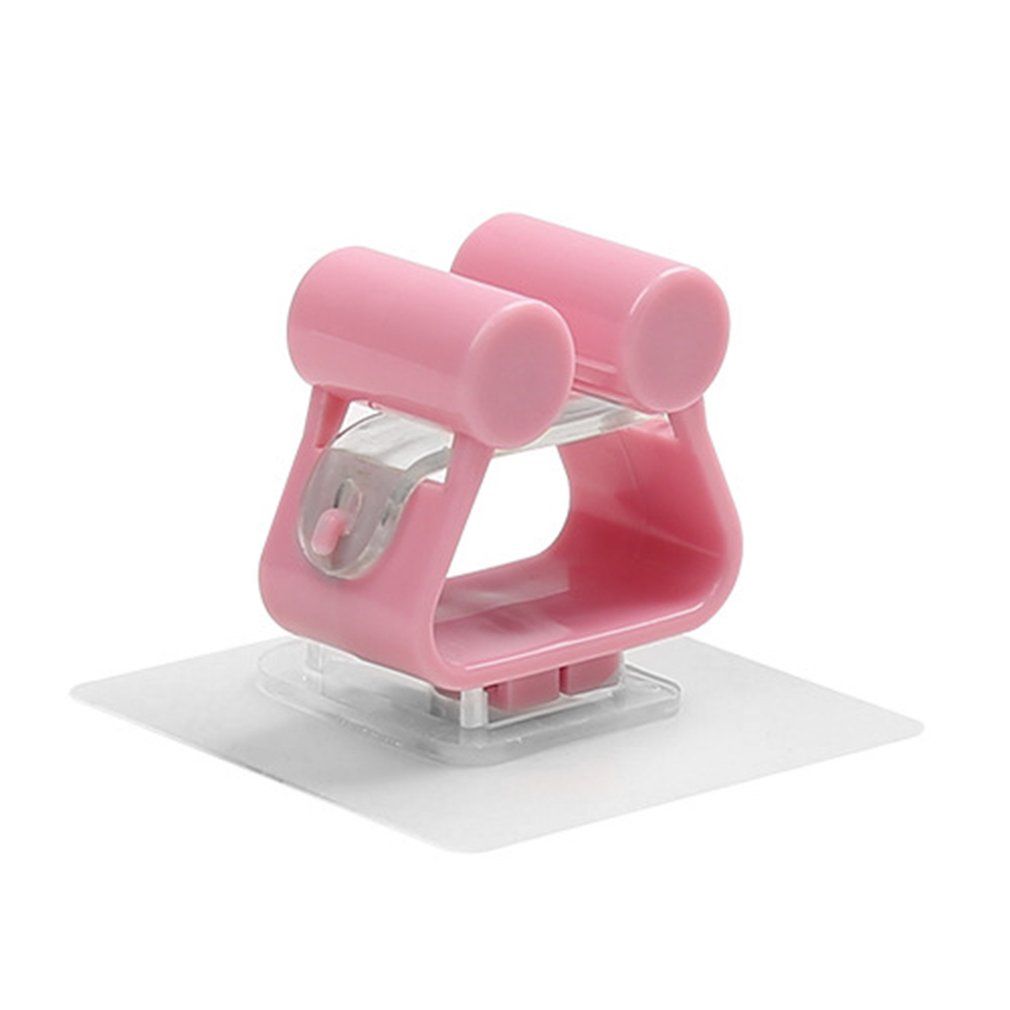 Multi-functional Practical Kitchen Wall Mounted Mop Holder Hanger Rack Hooks-pink
