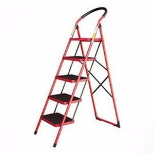 5 Step Hand-grip Ladder - Folding/Platform -red