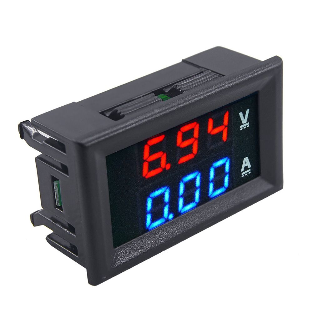 DC 100V 10A Voltmeter Ammeter Blue + Red LED Amp Dual-Black