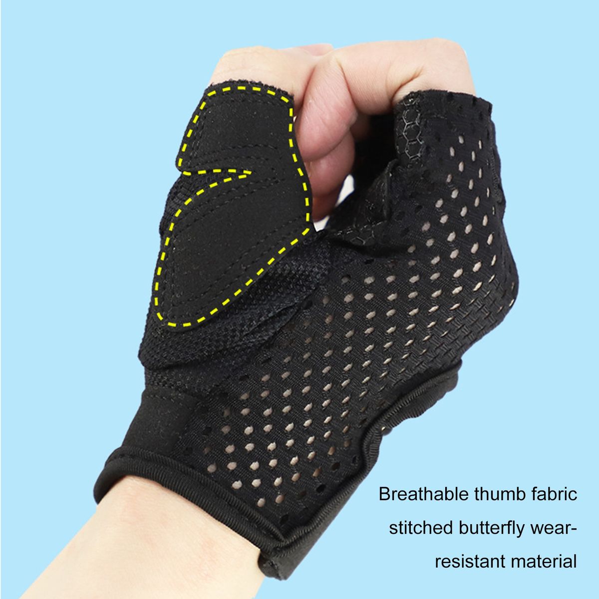 1 Pair Fitness Gloves Half Finger Motorbike Gloves Black
