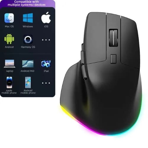 Gaming Sensor Office Computer Rgb Backlit Mice Rechargeable Ergonomic Wireless Mouse