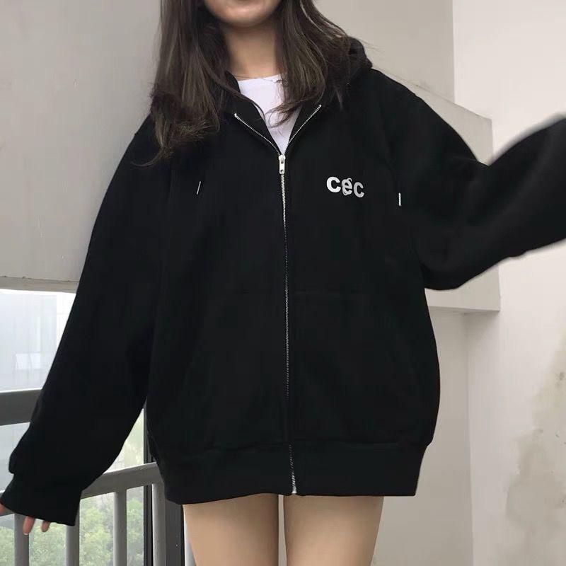 M130 Thin Women's Loose BF Autumn and Winter Ins Super Popular Cotton Sweater CEC Zipper Jacket Fleece Thickened Student Fashion