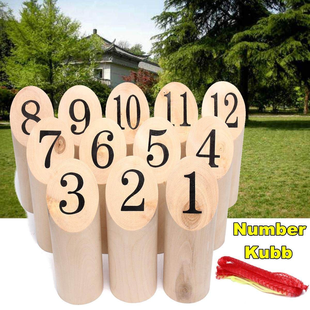 Number KUBB Wooden Viking Family Outdoor Garden Lawn Game Set