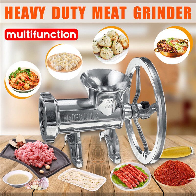 (Multi-function) Heavy Duty Manual Hand-Operated Meat Mincer Grinder Flour Mill Vegetable Chili Noodles Spice Garlic Beef Pasta Sausage Maker For Home Kitchen Restaurant