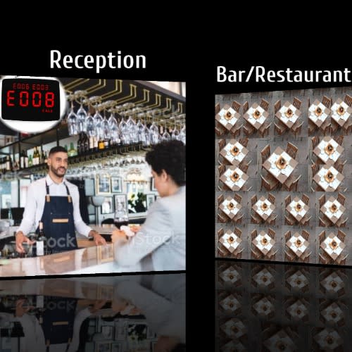 Hotel Restaurant Service Wireless Call System - For Bar Waiters & Customers  - 30buttons - 1monitor