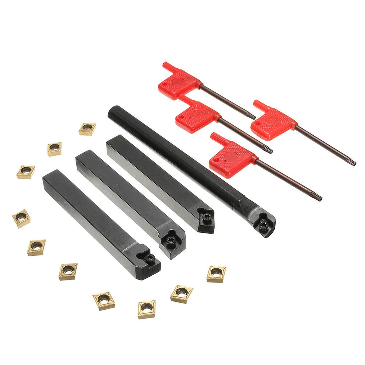 4PCS Lathe Turning Tool Holder + CCMT09T304 Carbide Inserts