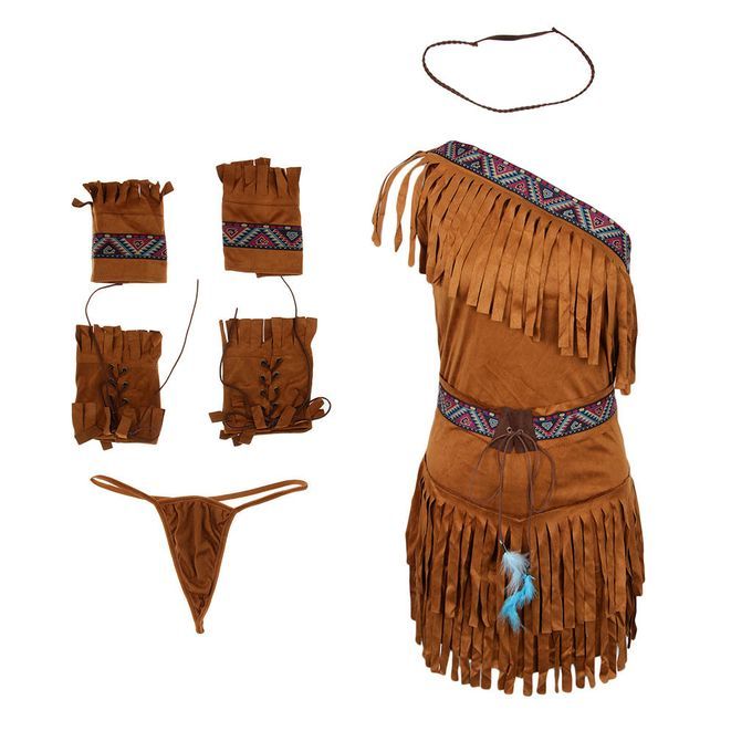 Set Of 6 Womens Tassel Indian Costume Set Native   Cosplay Fancy XL