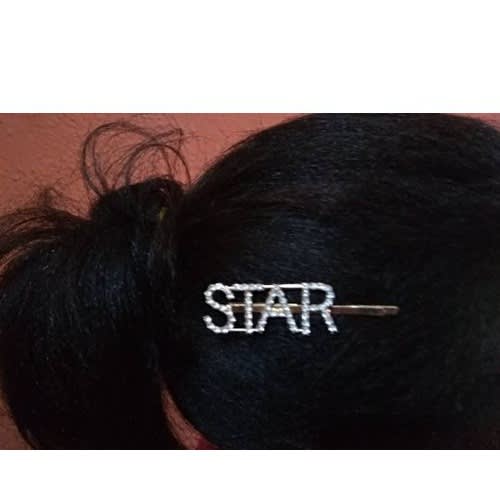 Star Word Rhinestone Hair Clip-Silver
