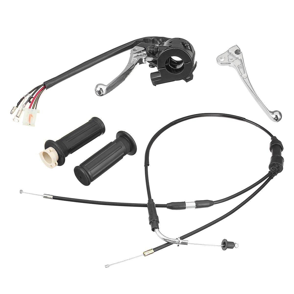 Left+Right Brake Throttle Cable Switch Lever Hand Grips Kit For YAMAHA PW50 PY50