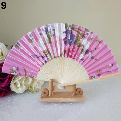 Flowers Bamboo Fans Floral Classical Fan Party Hand Chinese Folding Dance Antique Festival Wedding Decor