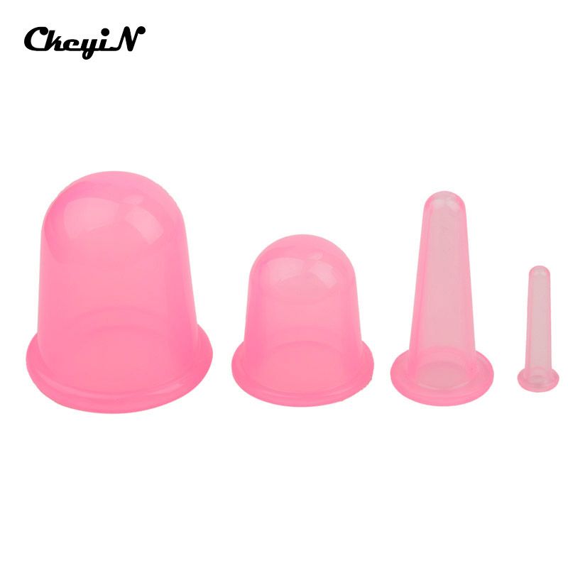 Vacuum Cupping Care Cellulite Cups Body Anti Set Neck Cupping AM017Q-4546 For Health 1set/4pcs Silicone Eye Massage Arm