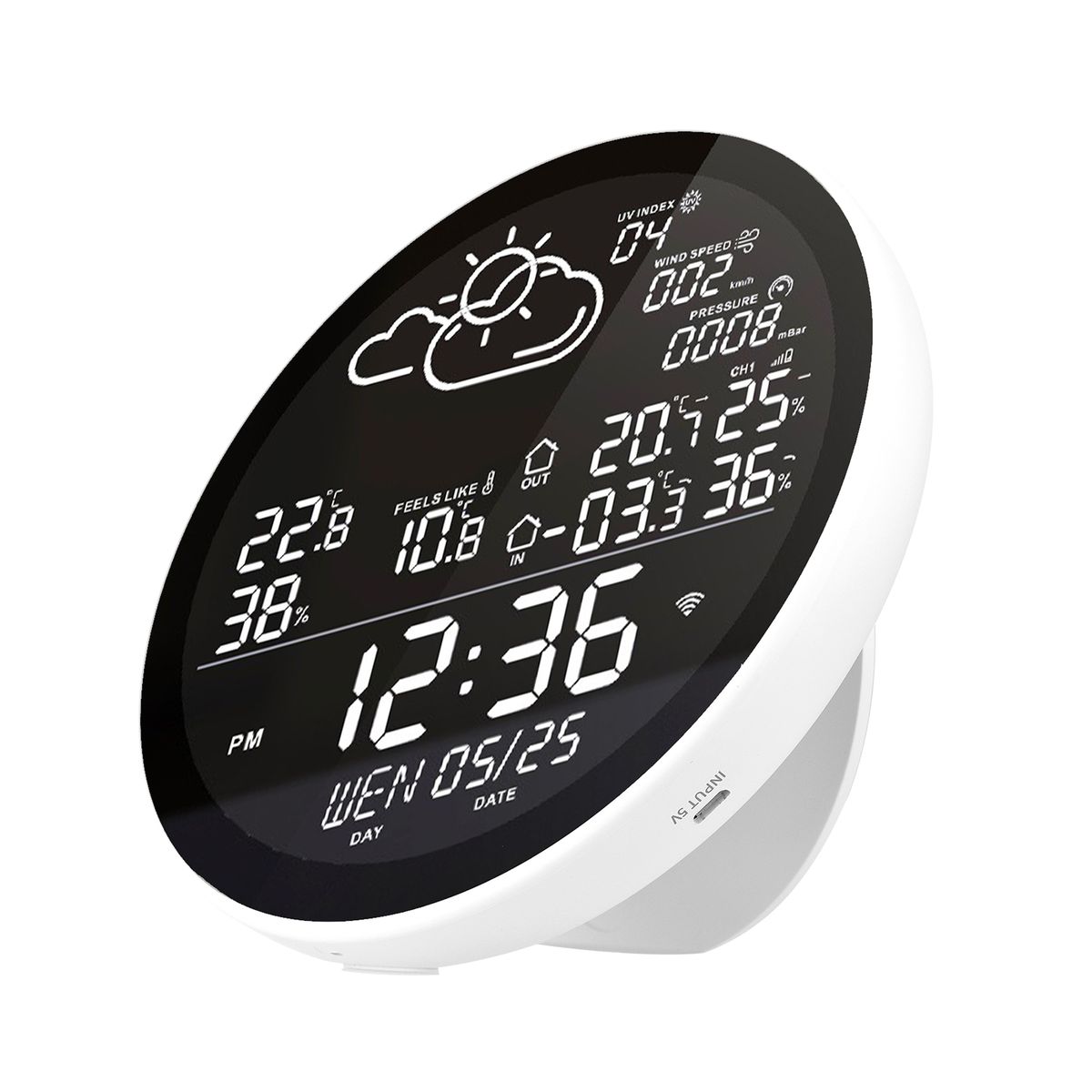 Tuya Wifi Smart Weather Station With Clock Indoor And