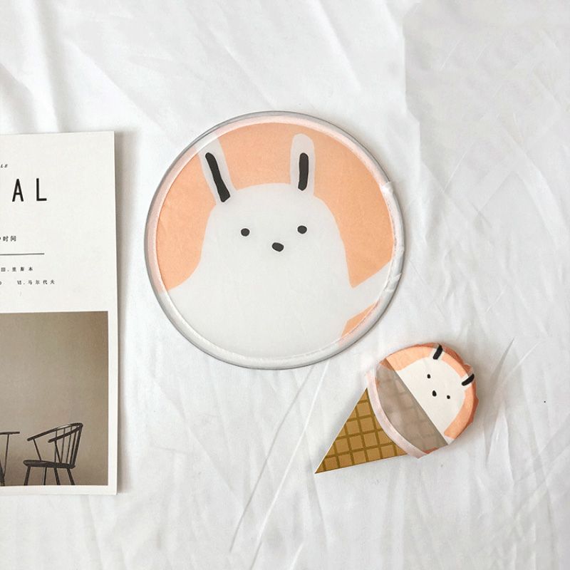 Hand Portable Summer Cartoon Fan Summer Mini Fans Creative Nylon Fan Folding Round Fan Cool Hand Gift Party Fans Disk Hand 1PC