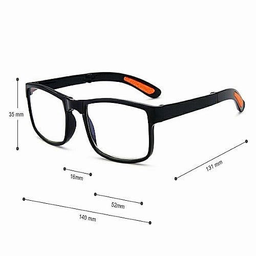 Rectangle Reading Flexible Lightweight Glasses- Black  +2.0