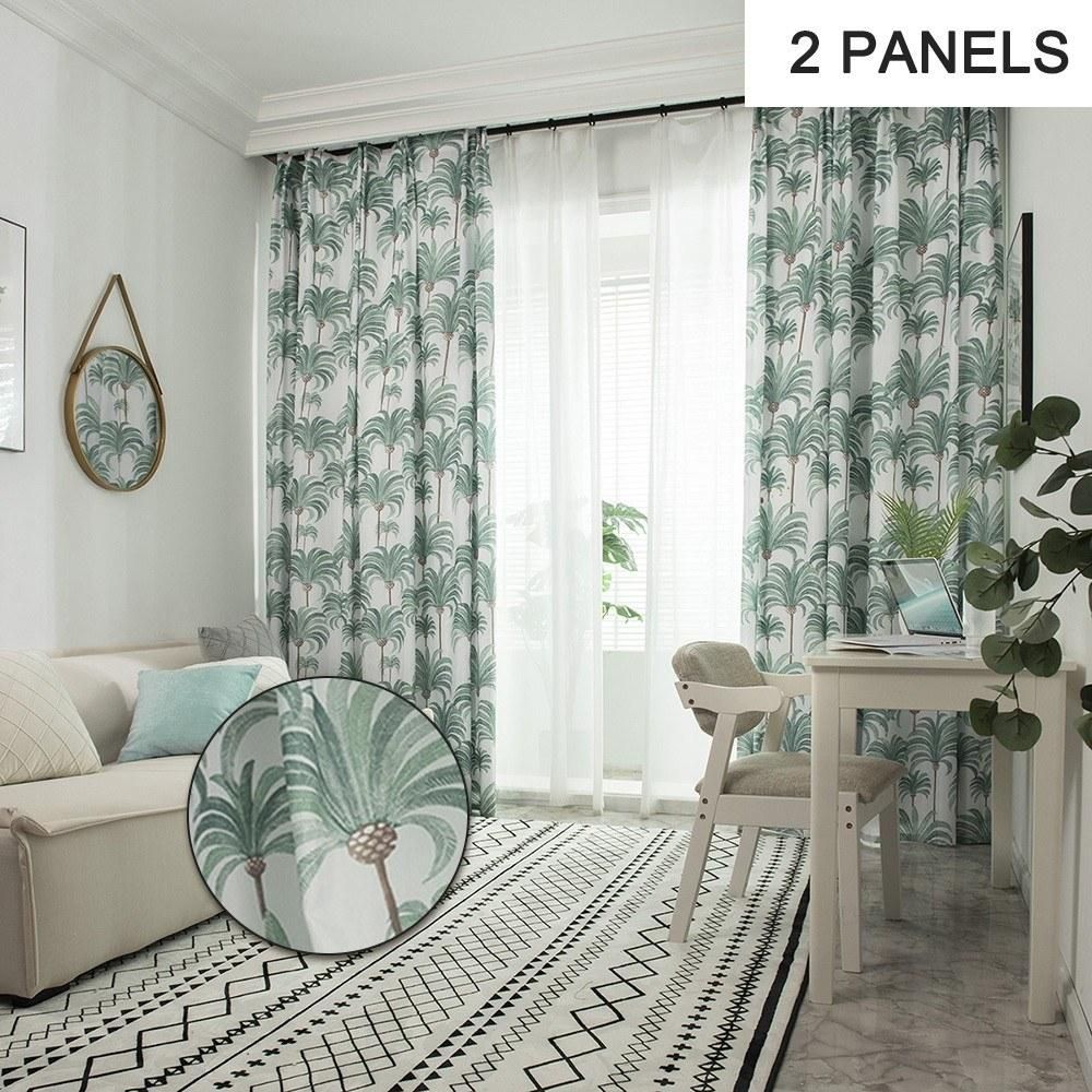 Semi Blackout Curtains for Bedroom Thermal Insulated Printed Curtain Drapes Home Decoration for Living Room (2 Panel,39''Wx51''L)