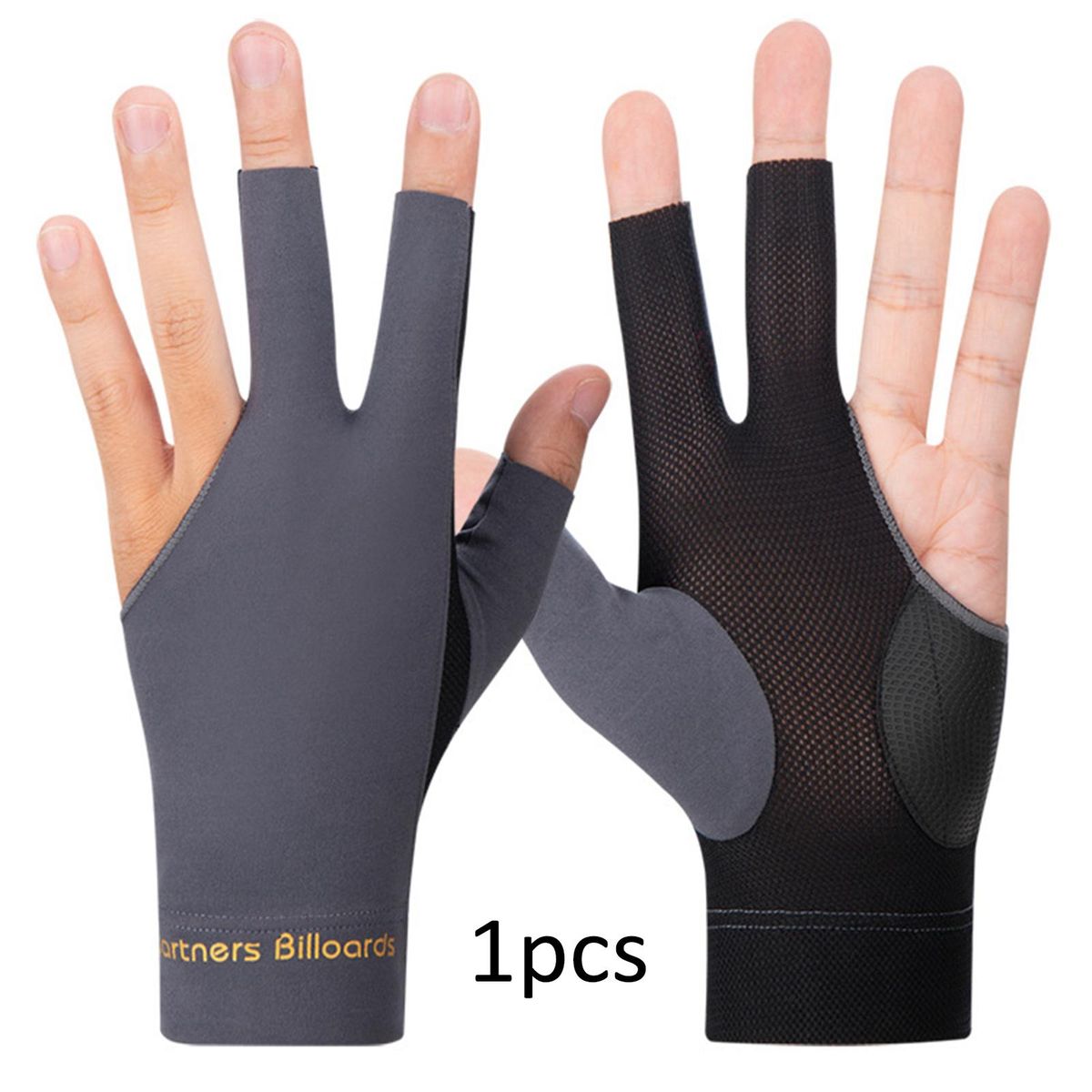 3 Fingers Billiard Gloves Left Hand Anti Slip Gray