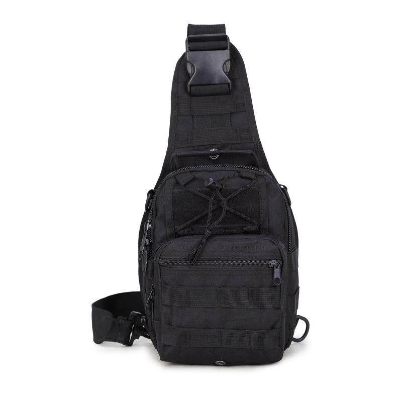 Oxford Cloth Chest Back Molle Pouch Crossbody Shoulder Bag Amry Bag Outdoor Sports Black