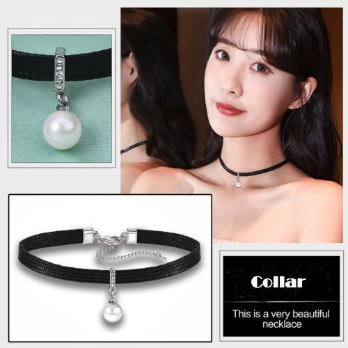 Ladies Necklace Black Neckband Clavicle Chain Women's Personality Choker L