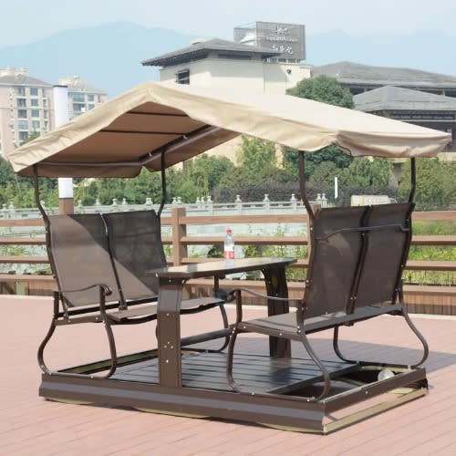 Wanland - 4 Seat Rocking Swing Chair With Table