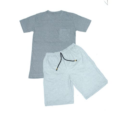 Men's 2-in-1 Pocket T-shirt And Plain Short - Grey
