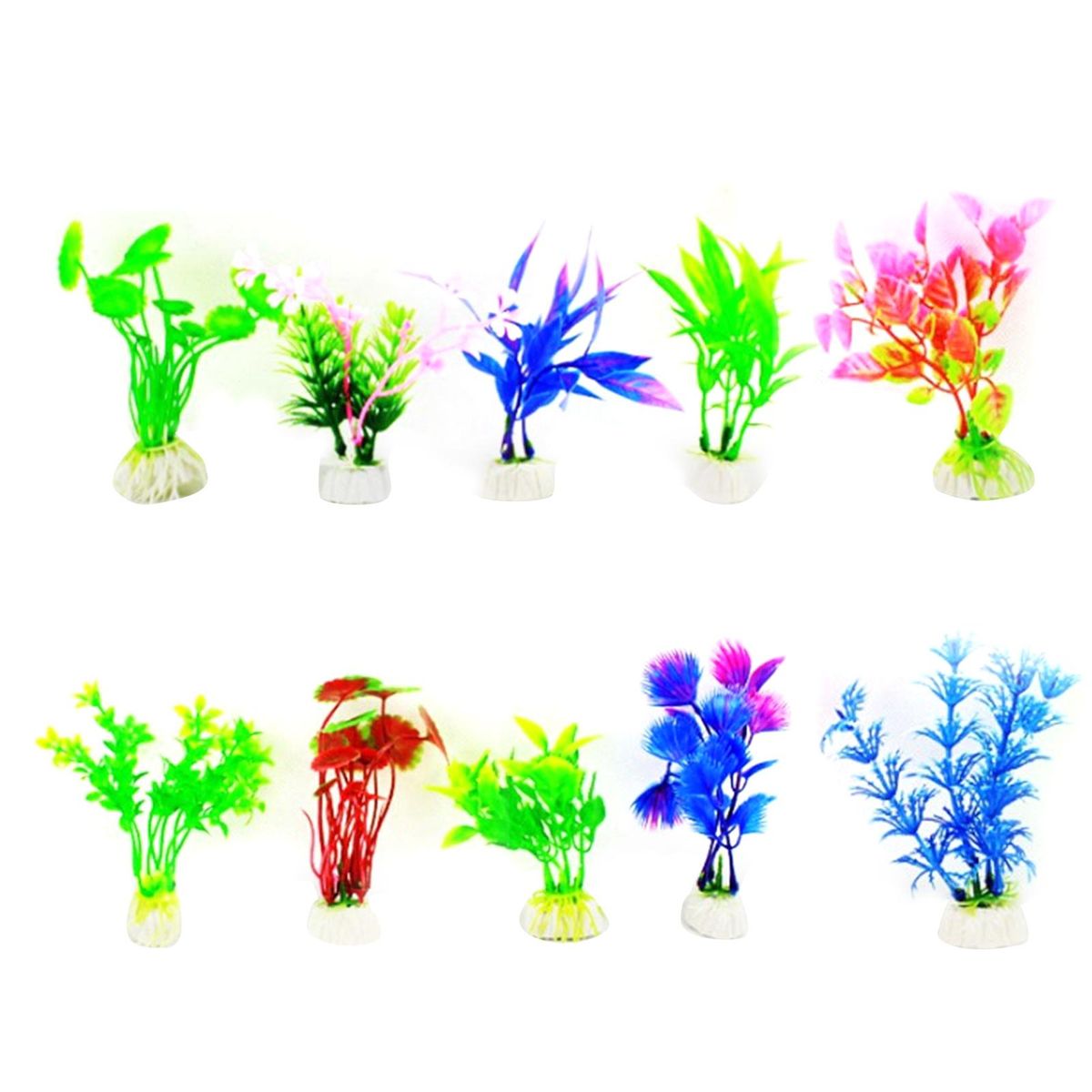 Artificial Aquarium Plants Fish Tank Decorations Plastic Aquarium Plants 10 PCS