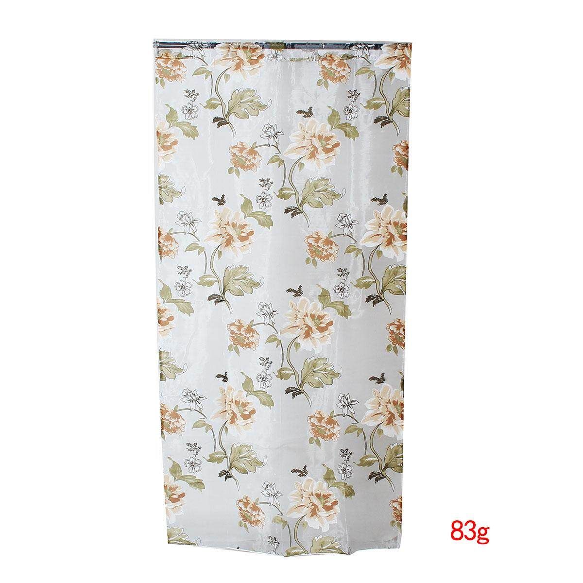 Newly Flower Curtain Panel Window Door Curtain Room Voile Drape Brown Rod