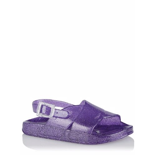Glitter Cross Strap Jelly Sandals - Purple