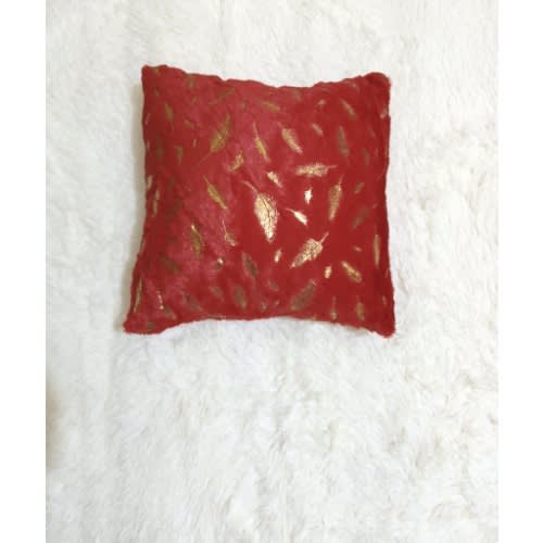 Bronzing Leafy Plush Throw Pillow Cover With Fibre - Red(45cmx45cm)