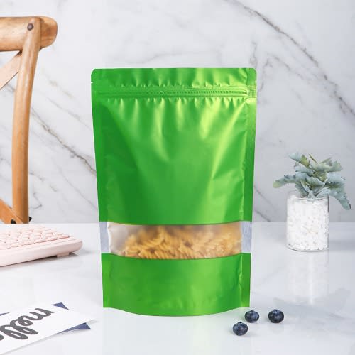 Resealable Zip Lock Packaging Pouches With Transparent Window - 50pcs - Size 18cm&times;26cm - Green
