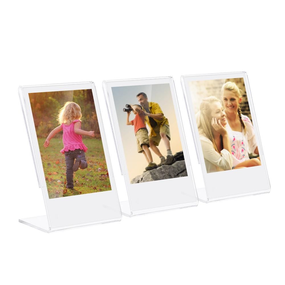 3 Packs 3inches L-shape Acrylic Photo Frame Transparent Mini Stand Compatible with Fujifilm Instax Mini 8 8+ 70 7s 90 25 26 50s 9 SP-1 SP-2 Film