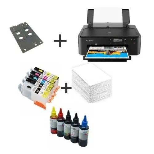 Canon Ts704 Cd - ID Card Printer With Tray - 235 Pieces Pvc Card - Refillable Cartridge And Ink