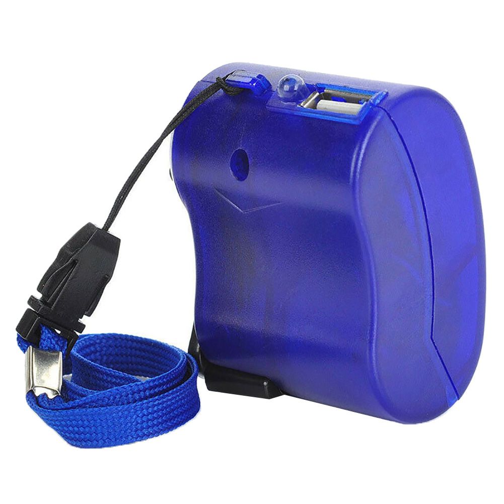 USB Hand Crank Phone Charger Manual Outdoor Hiking-Blue