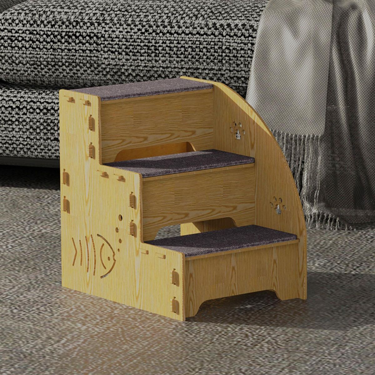 Dog Stairs Steps Pet Ladder For Sofa Climbing Kitten Nonslip Wooden