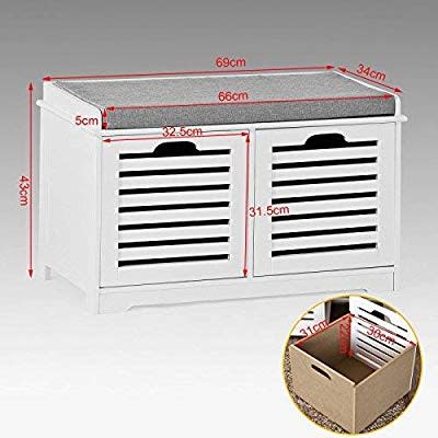 Sobuy Multipurpose White Storage Bench 2