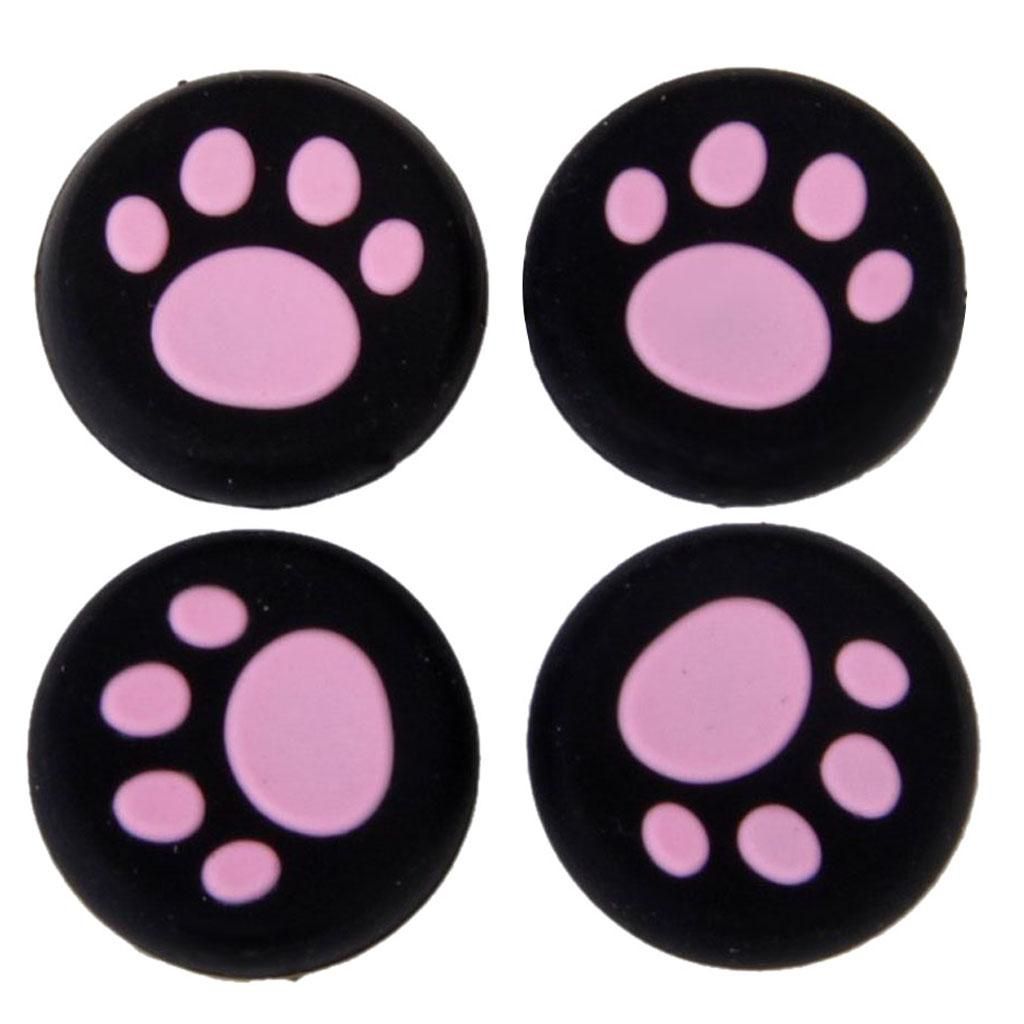 Pink Black Cat Paws Analog Silicone Joystick Thumbstick Handles Caps for PS4 / Xbox One / PS3 / Xbox 360 Controller