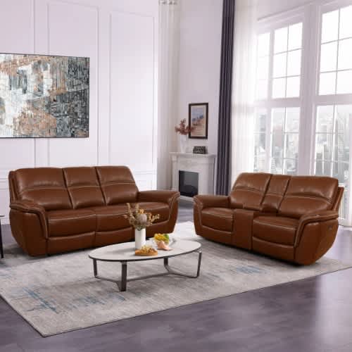 Oliver Leather 5 Seater Power Reclining Sofa With Power Headrests