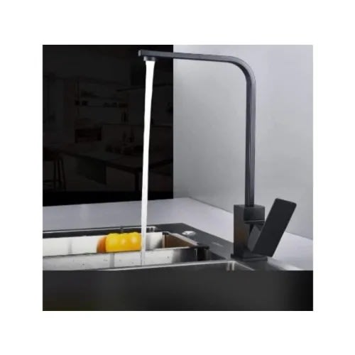 Kitchen Flat Single Lever Monobloc Tap - Swivel Spout - Black