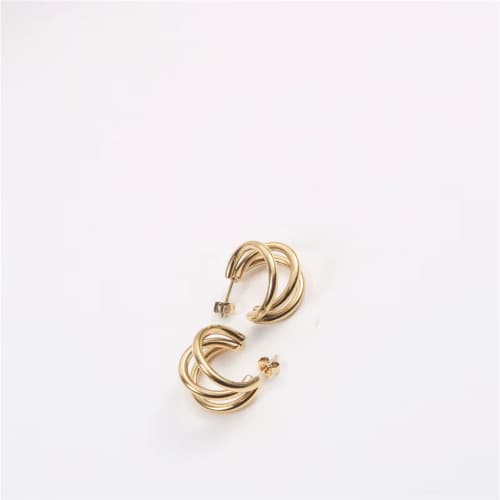 Triple Link Gold Earrings