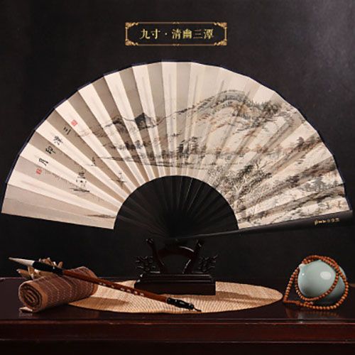 Shipping Hand Chinese Fan Party Landscape Wedding Gift Big Printing Folding Fan Fan Free Classic Folding Fan Handheld Bamboo