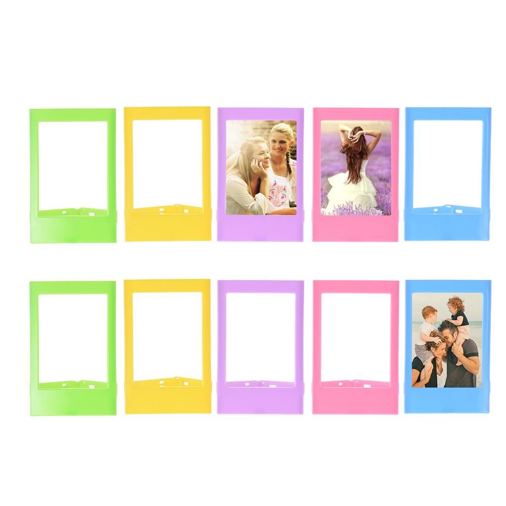 3" Mini Plastic Table Photo Frame for Fujifilm Instax mini 8 7s 90 25 50s  9 SP-1 SP-2 Film, 10 Pack, 5 Colors