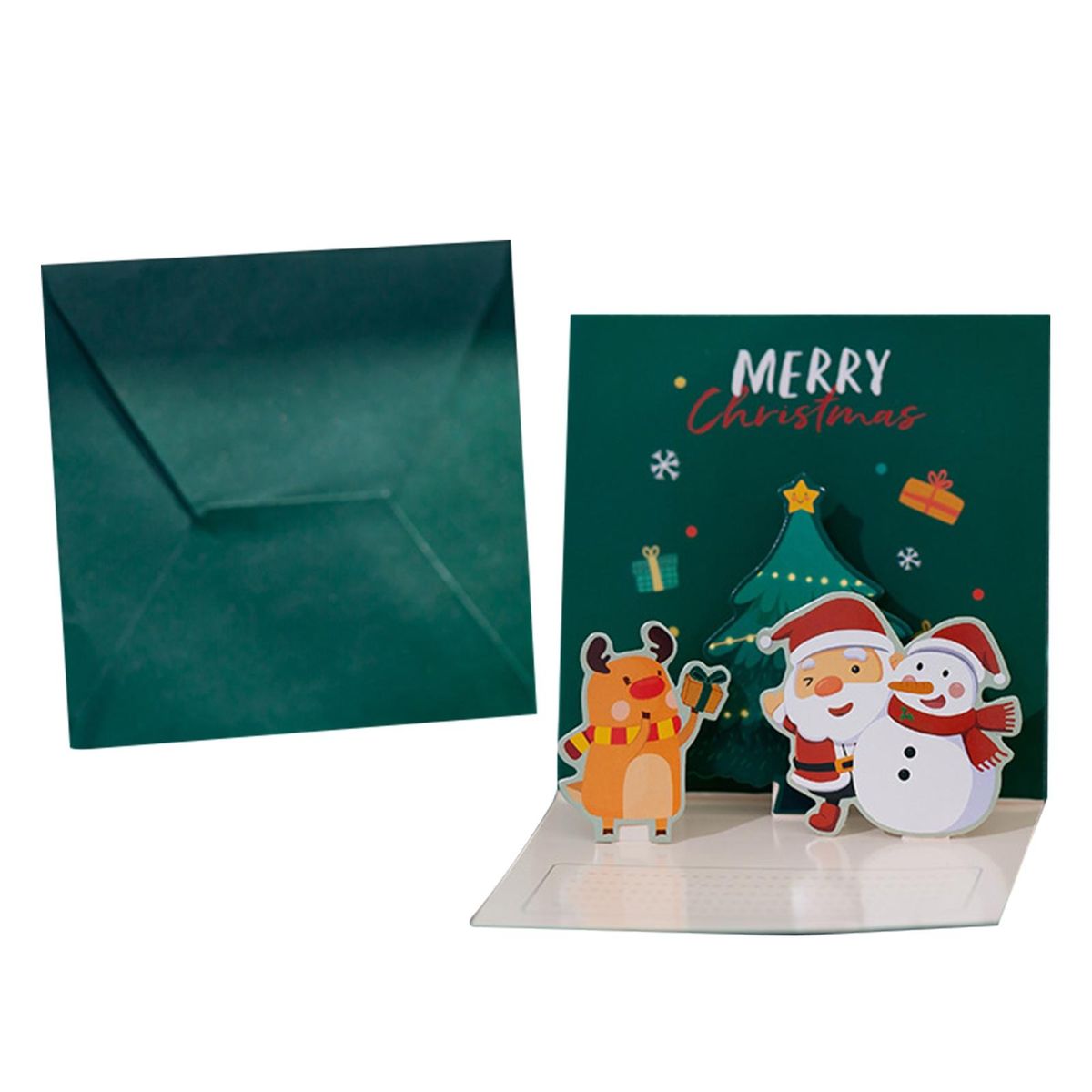 Bright Colored Christmas Card Festive Holiday Greeting for Christmas Green