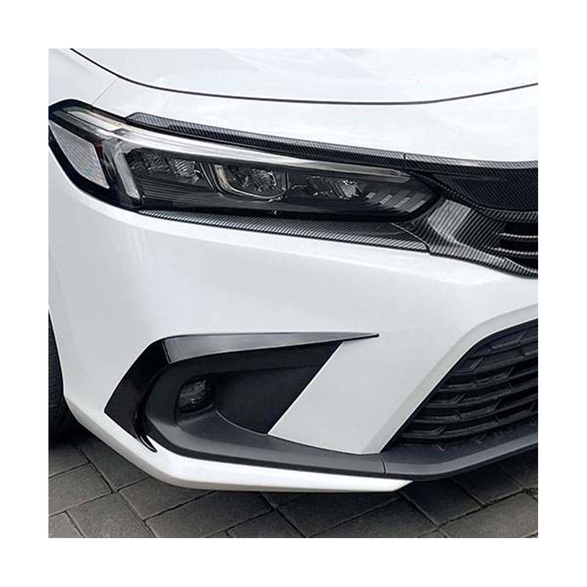 Car Front Bumper Splitter Spoiler Fog Light Canard for Honda Civic 11Th Generation 2021+ Carbon Fiber Pattern