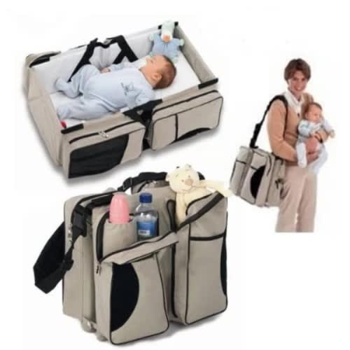 Baby Bag 3 In 1 - Diaper Bag, Travel Bed & Change Station - Beige