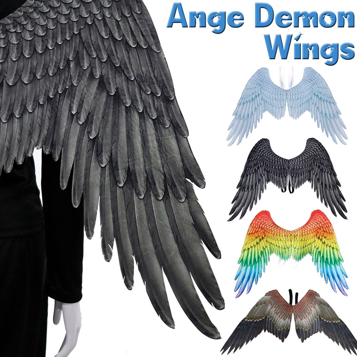 Angel Demon Wings Halloween Mardi Gras Cosplay Pretend Play Dress Up Costume For Men Women Child Child Type