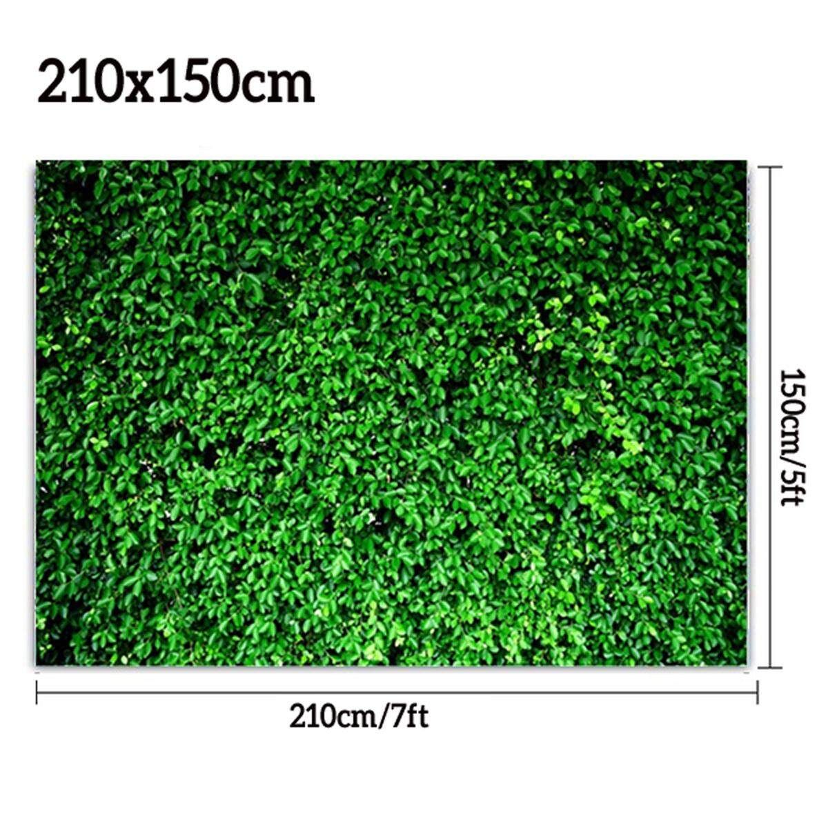 7x5Ft/ 8x8Ft Green Leaves Wall Backdrop For Photography Grass Background Spring Birthday Party Ground Decor Outdoorsy Theme Newborn Baby Bridal Shower Wedding Photo Studio Booth Deep Green