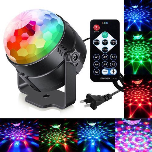 [RGB Color-changing Sound-controlled Magic Ball Light With Remote Control LED Disco Ball Party Lights Ripple Light Sound Activated DJ Lights For Parties 7Colors Water Wave Ocean Projector Strobe Light For Home Stage Wedding(ABS, RGB,Boxed)