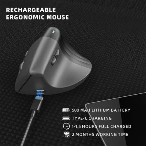 Bluetooth Triple Mode Rechargeable Ergonomic Office Laptop Vertical Mouse