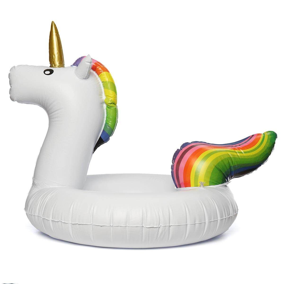 311878462178 Inflatable Flamingo Unicorn Swim Ring Float Raft Seat Swimming Pool (White) White