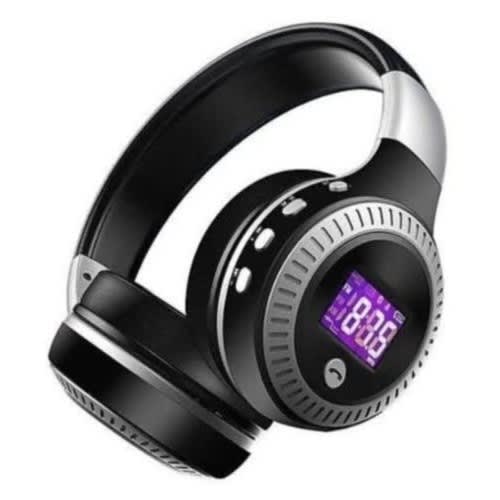 B19 Lcd Display Stereo Aux Wireless Bluetooth Headset With Mic - Tf Card & Fm Radio