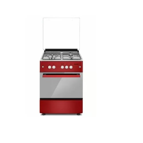 Gas Cooker - 60 x 60 cm - 3Gas Burner+ 1Electric  - Inox - Red